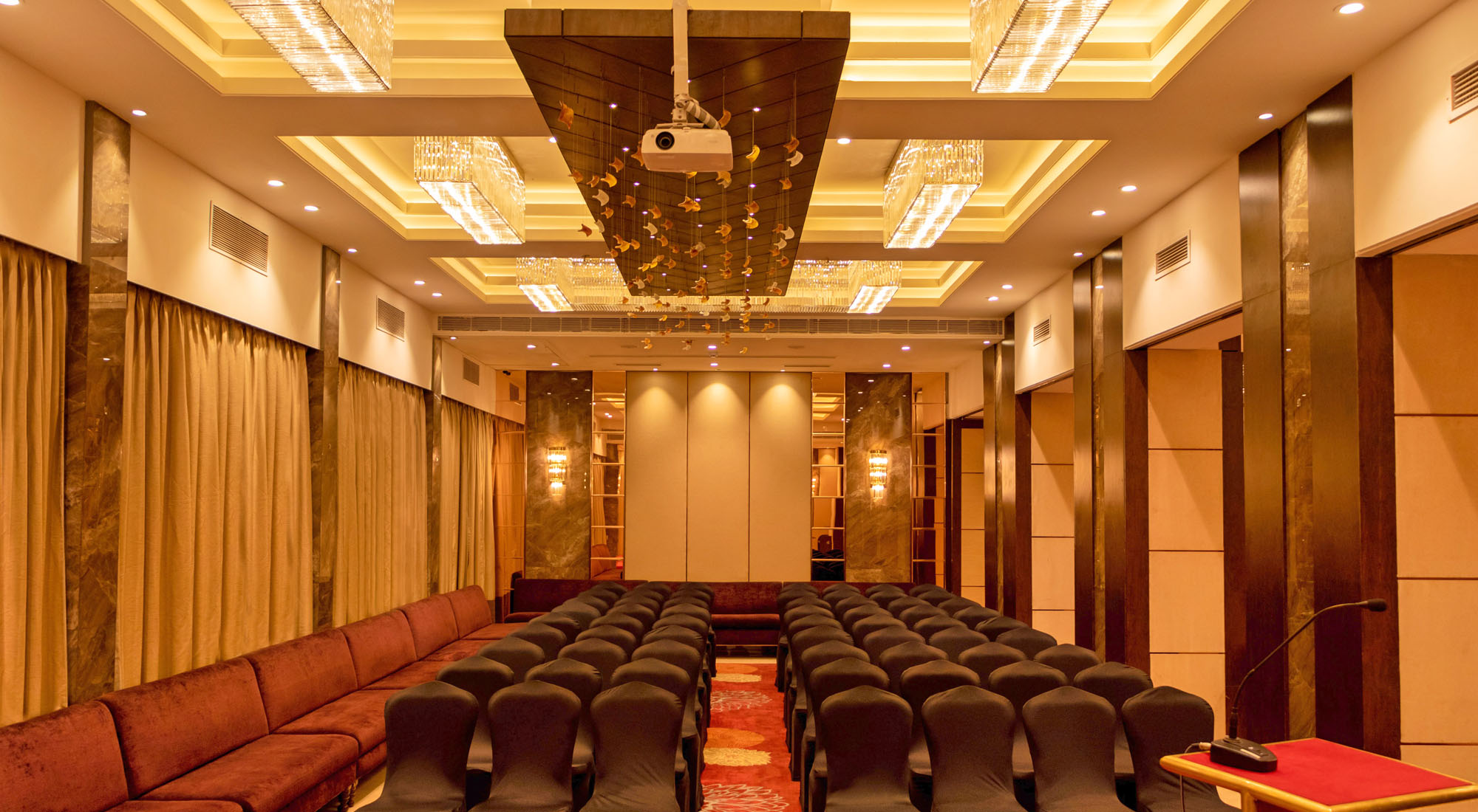accommodated in the hall